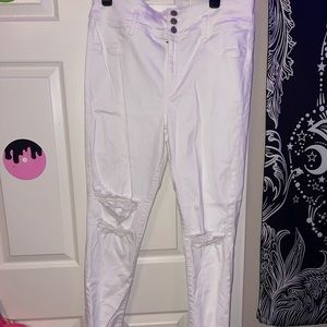 american eagle ripped white skinny jeans
